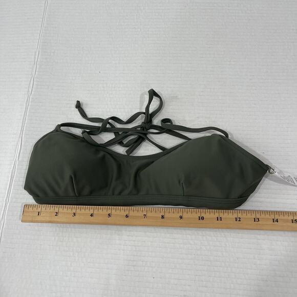 Z Supply Bikini Top Swim Suit Top Olive Green Sporty Paddle Board Back Tie NEW - Picture 8 of 8